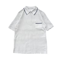EURO Vintage Ice Gray Half Zip Mesh Knit Polo
