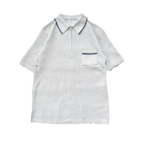 EURO Vintage Ice Gray Half Zip Mesh Knit Polo