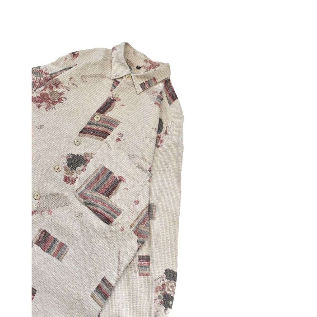 わっふる様 Vintage Waffle Abstract Design L/S Shirt | 水戸 古