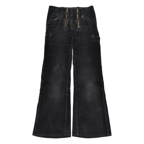 German Double Zip Corduroy Flare Logger Pants