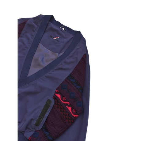 Vintage Knit Panel Switching Blouson