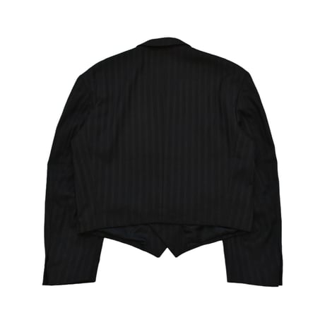 EURO Vintage Shadow Stripe Cropped Double Breasted Tailored Jacket