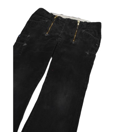 German Double Zip Corduroy Flare Logger Pants