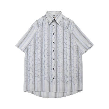 Scroll Embroiderey Stripe S/S Shirt