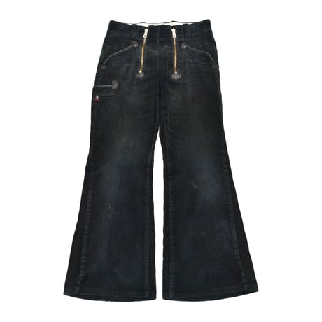 German Double Zip Corduroy Flare Logger Pants