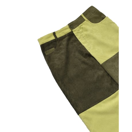 Two Tone Corduroy Patchwork Wide Pants