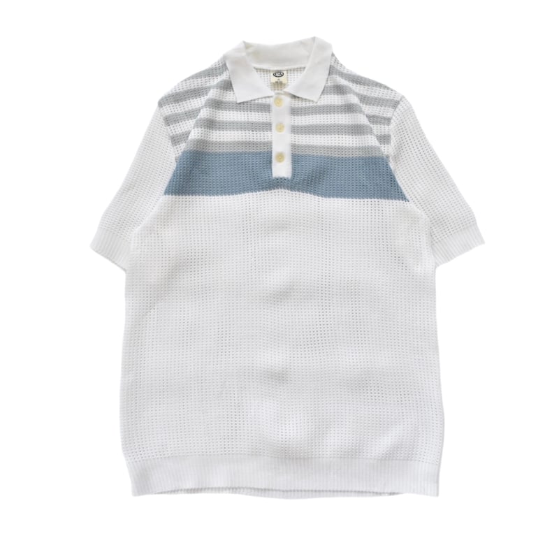 EURO Vintage Border Mesh Knit Polo | 水戸 古着屋 VER
