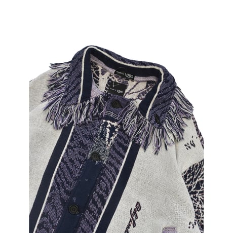 ”Remake by VERS” Fringe Collar Rug Jacket -Two Faces-