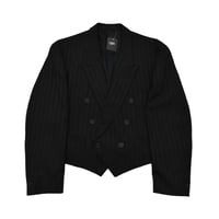 EURO Vintage Shadow Stripe Cropped Double Breasted Tailored Jacket
