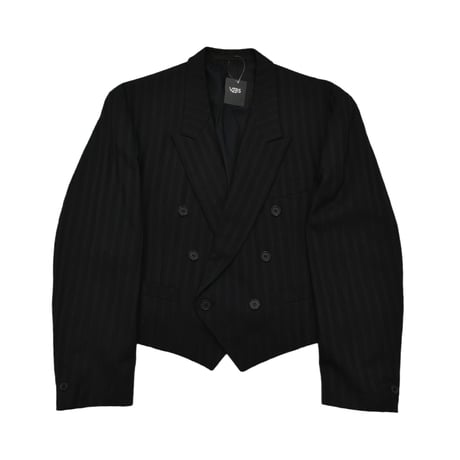 EURO Vintage Shadow Stripe Cropped Double Breasted Tailored Jacket