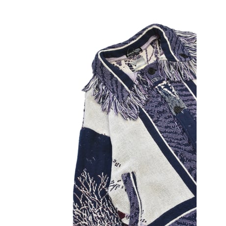 ”Remake by VERS” Fringe Collar Rug Jacket -Two Faces-