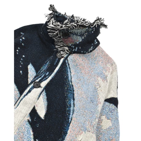 ”Remake by VERS” Fringe Collar Rug Jacket -Two Faces-