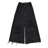 "Remake by VERS" Lace Panel Distressed Denim Trousers