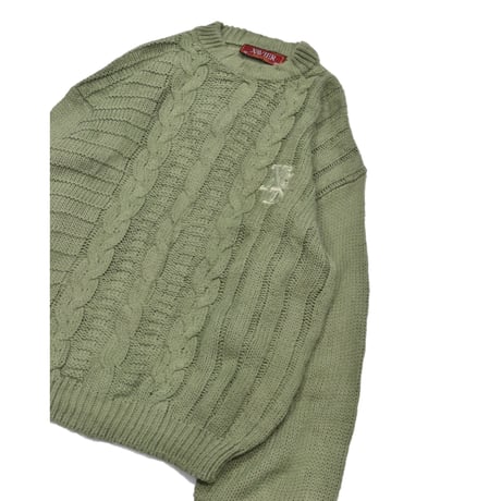 EURO Vintage Sage Green Cable Knit Sweater