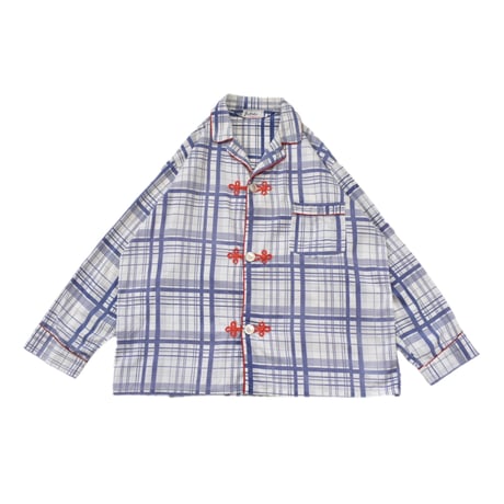 Vintage Plaid Piping Pajama Shirt