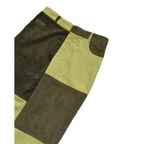 Two Tone Corduroy Patchwork Wide Pants