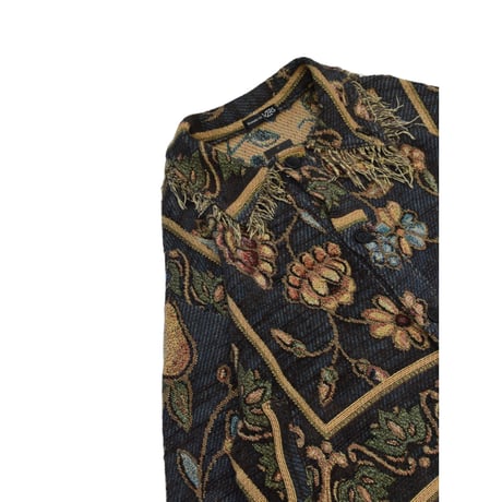 ”Remake by VERS” Fringe Collar Rug Jacket -Two Faces-