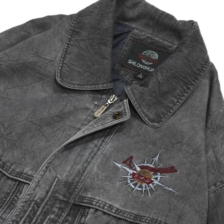 Washed Design Blouson Jacket
