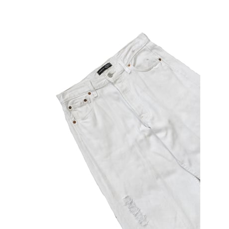 "Remake by VERS" Lace Panel Distressed Denim Trousers