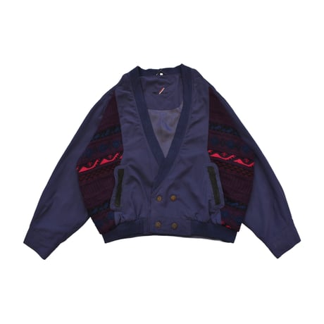 Vintage Knit Panel Switching Blouson