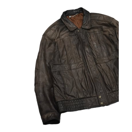 Vintage Cowhide Leather Pleated Blouson