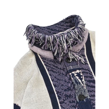 ”Remake by VERS” Fringe Collar Rug Jacket -Two Faces-
