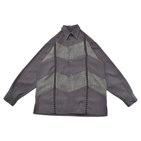 Wave Panel Braid Design L/S Shirt