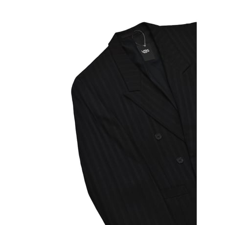 EURO Vintage Shadow Stripe Cropped Double Breasted Tailored Jacket