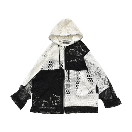"Remake by VERS" Reconstructed Lace Hooded Jacket