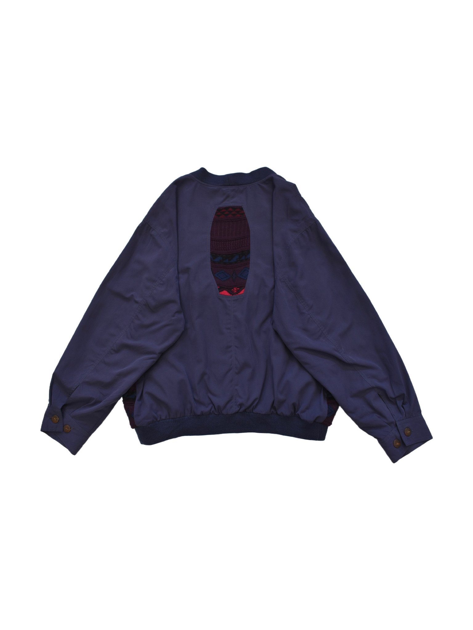 メンズウェア vintage cotton design knit Vintage Knit Panel Switching Blouson | 水戸 古着屋 V