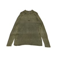 Ribbed Collar Half Zip Knit