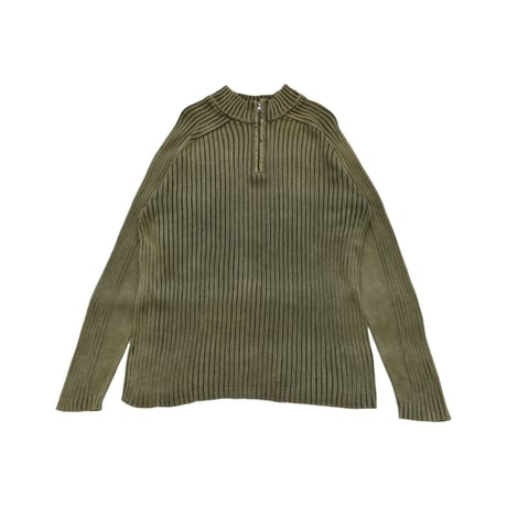Ribbed Collar Half Zip Knit