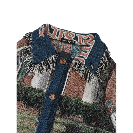 ”Remake by VERS” Fringe Collar Rug Jacket -Two Faces-