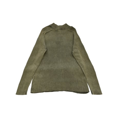Ribbed Collar Half Zip Knit