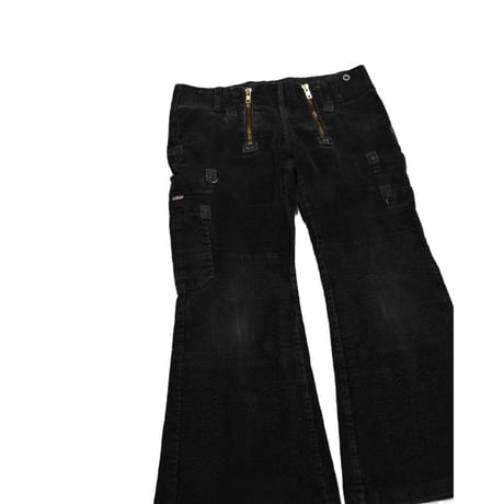 German Double Zip Corduroy Flare Logger Pants