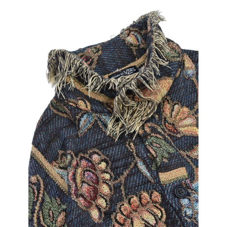 ”Remake by VERS” Fringe Collar Rug Jacket -Two Faces-