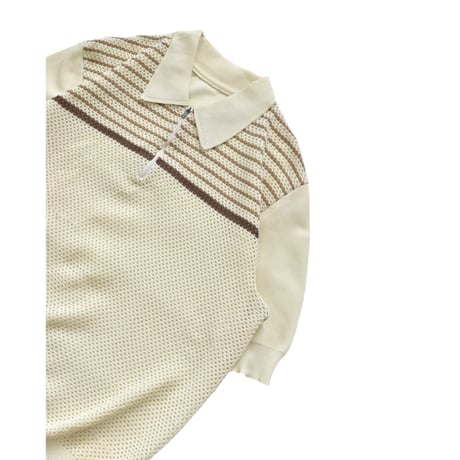 EURO Vintage Border Mesh Zip Knit Polo