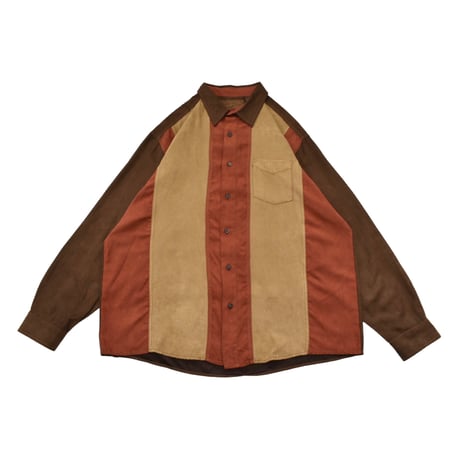 Faux Suede Touch Color Block L/S Shirt
