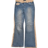 Denim Corduroy Switching Flare Pants