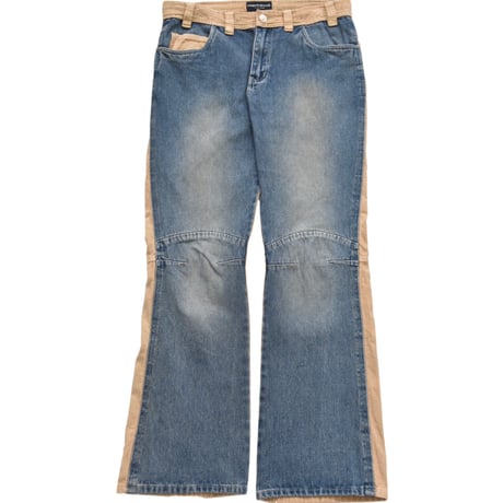 Denim Corduroy Switching Flare Pants