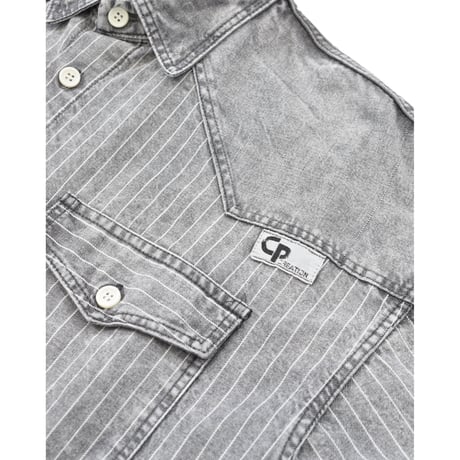 Washed Black Stripe Western L/S Shirt