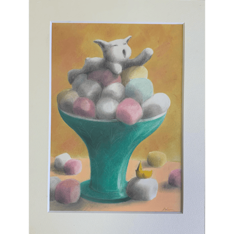 松本圭以子「可愛いあくび」原画作品