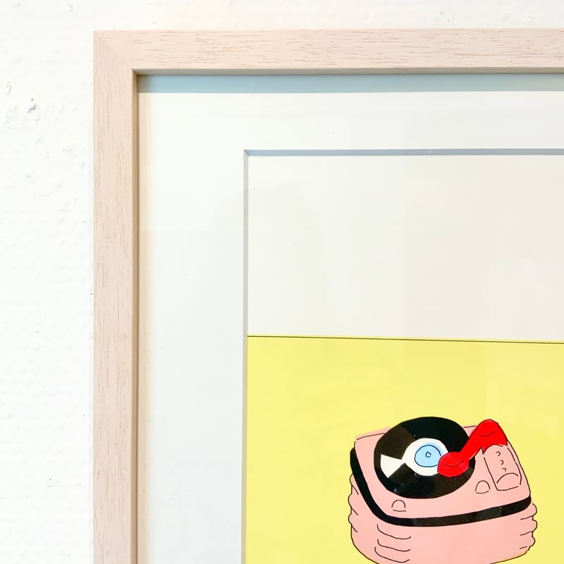 安西水丸「猫とレコードと灯台（ふわふわ）」版画 | SPACE YUI online shop