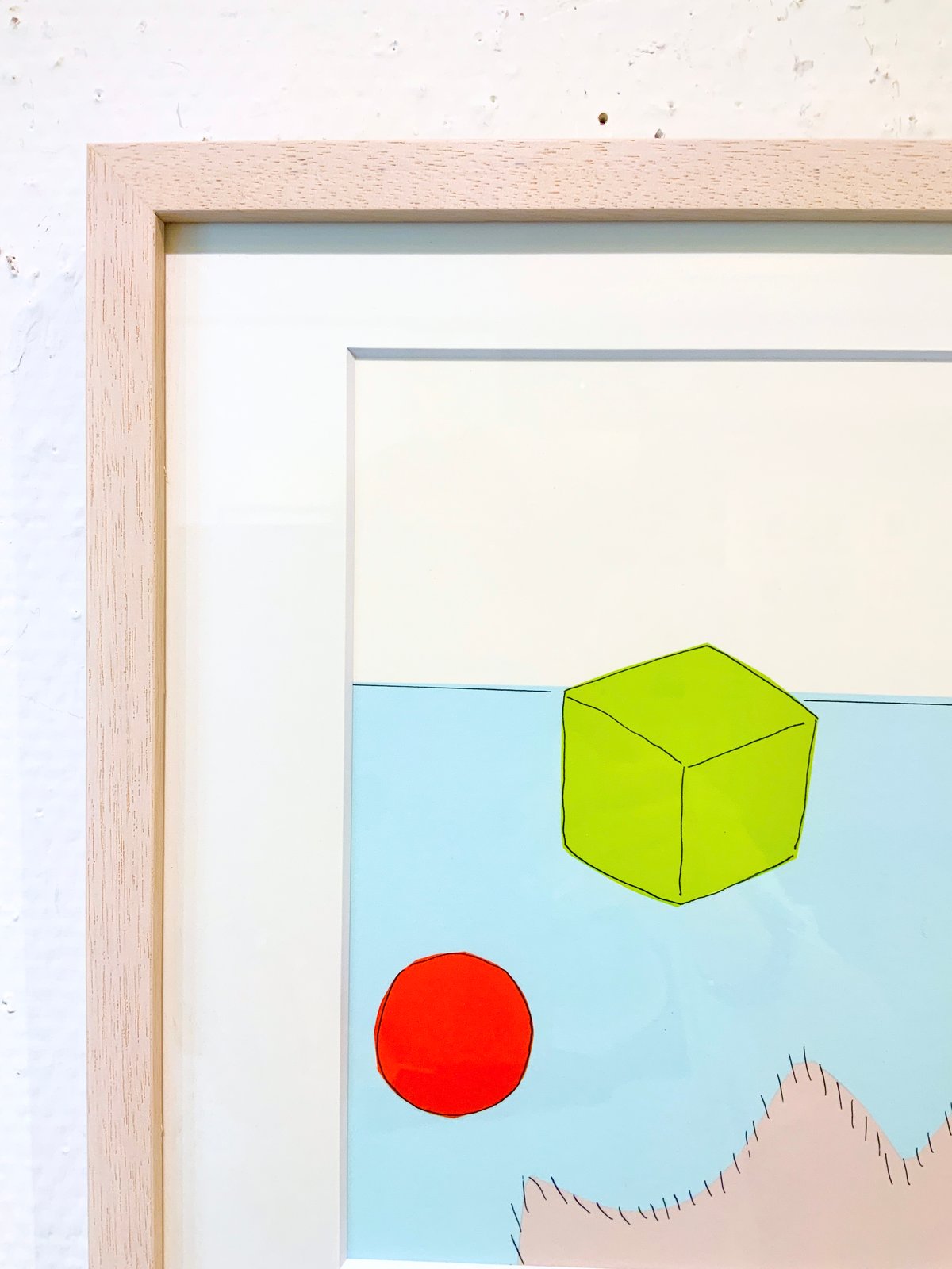 安西水丸「猫とCUBE（ふわふわ）」版画 | SPACE YUI online shop