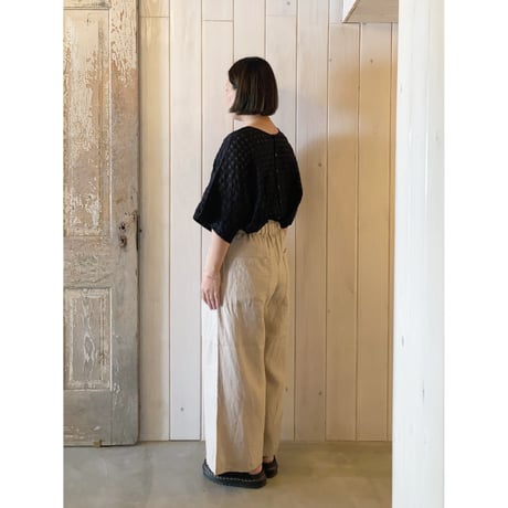 フレンチリネン タックワイドパンツ