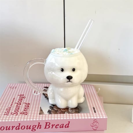 ビションフリーゼのガラスコップ