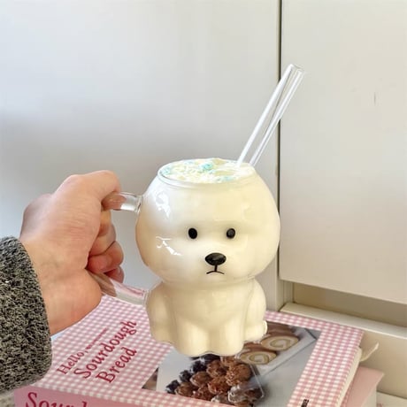 ビションフリーゼのガラスコップ