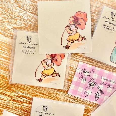 "Energetic Child (square) memo sheets"  Set of 40 sheets, 元気な子メモシート（正方形）