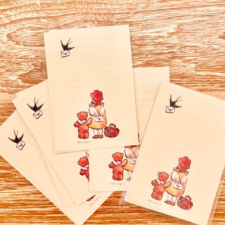 "Letter Girl" memo sheets,  Set of 40, お手紙と女の子のメモシート