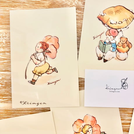 26K-24 "energetic child" postcard（「ポピーを持った元気な子」ポストカード）